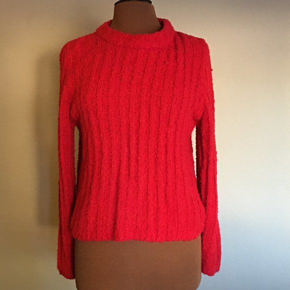 CAROLE LITTLE SPORT Vintage 90's Red Cozy Crew Neck Sweater - Picture 2 of 8